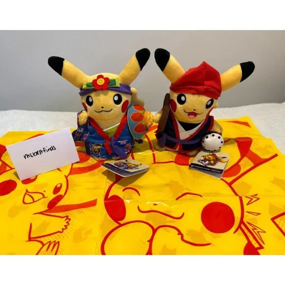 Pokemon Center Okinawa PIKACHU EISA Mascot Plush doll Set of 2 W/Shopbag New - Picture 2 of 7